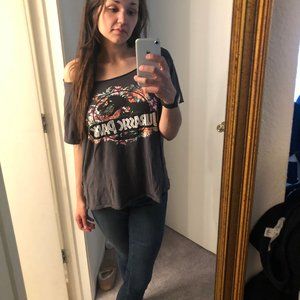 Jurassic Park Cutoff Scoop Neck Shirt Large